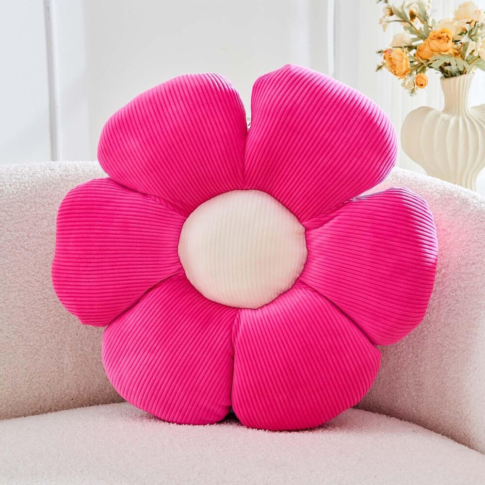 7966 Hot Pink Flower Pillow 14.9" Cute Flower Shaped Floor Pillow